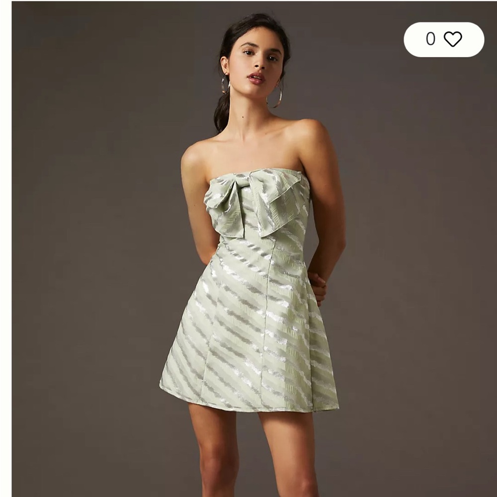 Anthropology Eva Franco Bow-Tie Tube Dress Elegant Strapless Green Dress 2/4 XS